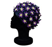 Blue Reef Aries - Gorro de Piscina de Natación con Diseño Floral, Clásico, Retro, 3D Recortado, Multicolor, Diseño Vintage, Talla Única, Color Negro