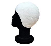Blue Reef Diseño 3D de goma moldeada estilo vintage original para damas, clásico retro, gorro de natación de talla única para adultos pequeños (flor blanca), gorros de piscina mujer