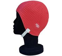 Blue Reef Gorro de natación clásico retro con efecto de espinillas de burbujas, talla única, para adultos, con correa ajustable (rojo)
