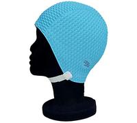 Blue Reef Gorro de natación clásico retro con efecto de espinillas de burbujas, talla única, para adultos, con correa ajustable (azul claro)