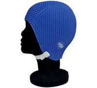 Blue Reef Gorro de natación con efecto de espinillas, color único, clásico, retro, discreto, para adultos, con correa ajustable (azul marino)