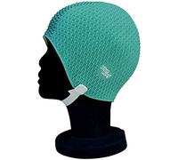 Blue Reef Gorro de natación con efecto de granulado de burbujas en tonos oscuros, color liso, clásico, retro, discreto, para adultos, con correa ajustable (verde oscuro)