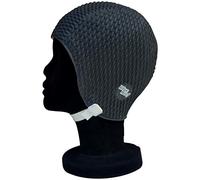 Blue Reef Gorro de natación con efecto de granulado de burbujas en tonos oscuros, color liso, clásico, retro, discreto, para adultos, con correa ajustable, color negro