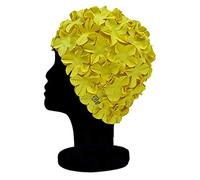 Blue Reef Isla Floral - Gorro de natación para mujer, diseño de pétalos de flores en 3D, color liso, talla única para adultos (amarillo)