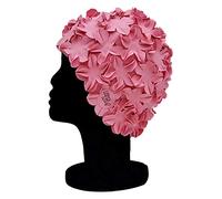 Blue Reef Isla Floral Ladies Classic Retro Pétalos de flores en 3D Pastel Liso Un Color Elegante Sombrero de Natación Vintage Gorro de Natación Talla única Adultos (rosa pastel)