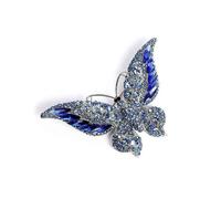 (Blue)Rhinestone Butterfly Brooch Pin For Women Girls Fashion Exquisite Big Crystal Empress Monarch Winged Brooches Lapel Pins