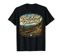 Blue Ridge Parkway Mountains Drive Travel Carolina del Norte Camiseta gráfica económica, Hombre, Negro, S