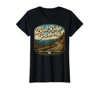 Blue Ridge Parkway Mountains Drive Travel Carolina del Norte Camiseta gráfica económica, Mujer, Negro, XL