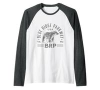 Blue Ridge Parkway NC y VA USA Bear Design Camiseta Manga Raglan