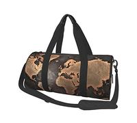 Blue Rose - Bolsa de equipaje de viaje redonda de gran capacidad, adecuada para ejercicio, viajes, muchas actividades al aire libre, Mapa del mundo de óxido, Talla única