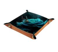 Blue Roses Butterfly - Bandeja portátil para dados de piel de microfibra, caja de juego para D&D, RPG, juegos de mesa o almacenamiento de llaves de teléfono de escritorio, 20.5 x 8.0 pulgadas