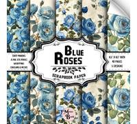 Blue Roses Scrapbook Paper: Double Sided Sheets | Floral Pattern for Decoupage, Card Making, Origami, and Various DIY Craft Projects | 8.5" x 8.5" (21.59 x 21.59 cm)