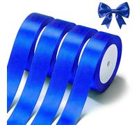 Blue Satin Ribbon 4 Rolls x 1 Inch Blue Wide Satin Fabric Ribbon for Gift Packaging, Christmas, Wedding, Flower Bouquet, Holiday Party, Invitation