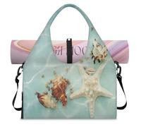 Blue Sea - Bolsa deportiva de lona con compartimento para zapatos, conchas marinas, playa, fin de semana, bolsa de equipaje para gimnasio, yoga, viajes, color, L, Bolsa de viaje
