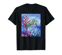 Blue Sea Turtle in Corals Mosaic Art Ocean Theme Camiseta