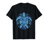 Blue Sea Turtle Mandala Bohemio Océano Wildlife Art Camiseta gráfica económica, Hombre, Negro, XL