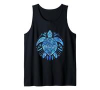 Blue Sea Turtle Mandala Bohemio Océano Wildlife Art Camiseta sin Mangas