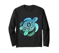 Blue Sea Turtle Mandala Bohemio Océano Wildlife Art Manga Larga
