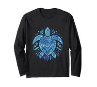 Blue Sea Turtle Mandala Bohemio Océano Wildlife Art Manga Larga