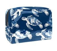 Blue Sea Turtles - Neceser para mujer, neceser de viaje, de PVC, organizador de maquillaje con cremallera, multicolor, 18.5x7.5x13cm/7.3x3x5.1in, Neceser