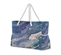 Blue Sea View - Bolsa de mano para mujer, a prueba de arena, con bolsillos laterales, bolsa de viaje para playa con bolsillos con cremallera