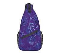 Blue Seahorse Starfish Seshell Pattern Cross Chest Bag Diagonalmente Sling Mochila Crossbody Bandolera Viajes Senderismo Mochilas para Hombres Mujeres