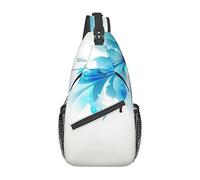 Blue Shades Flowers Small Boat On The Water Sling Bag, Mochila de Hombro Paquete de Pecho Causal Crossbody Daypack para Mujeres Hombres Senderismo Viajes