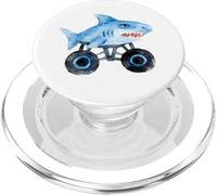 Blue Shark Driving Monster Car Truck Lindo diseño de Acuarela PopSockets PopGrip para MagSafe