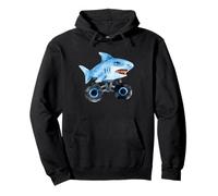 Blue Shark Driving Monster Car Truck Lindo diseño de Acuarela Sudadera con Capucha