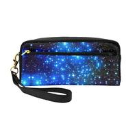 Blue Shining Stars - Neceser de viaje para mujer, con dos bolsillos, organizador de accesorios esenciales de belleza diaria, Black, Talla única, Neceser de maquillaje