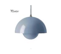 (blue)Simple Flower Lampshade Small Chandelier Adjustable Wire 3 Light Colors Modern Globe Ceiling Lamp
