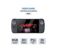(Blue, Single host 128gb card) M27 Horizontal 7-Inch HD Output Portable Game Console Classic Retro Games Gift