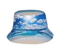 Blue Sky and White Cloud Four Seasons - Sombrero de pescador para adultos, protector solar, frío, UV, sombrero de sol a rayas de marea coreana