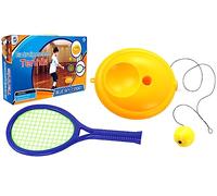 BLUE SKY- Bluesky - Socle Balle en Mousse Avec Elastique et Raquette - Jaune - 047255 - 39 Cm - Jeu de Plein Air Dès 5 ANS Conjunto de Entrenamiento de Tenis, Color Amarillo (MGM