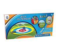 BLUE SKY - Juego 3 en 1 Carrera de Sacos, Lanzamiento de Peso y Carrera de Tres Piernas - Juego de Exterior - 043274 - Multicolor - Plástico - 62 cm x 27,5 cm - Juguete Infantil - A partir de 4 años
