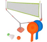 BLUE SKY - Juego de Raquetas 2 en 1 de Bádminton y Tenis - Juego al Aire Libre - 042892 - Multicolor - Plástico - Juego para Niños - Entrenamiento - Set - 144 cm x 118 cm - A Partir de 6 años