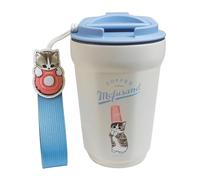 Blue Sky Studios Mofusand Travel Flask - Botella de agua aislada de acero inoxidable de 450 ml, termo portátil para bebidas frías y calientes