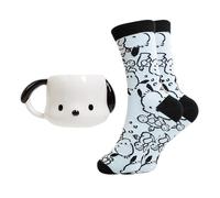 Blue Sky Studios Pochacco - Juego de taza y calcetines 3D, taza de porcelana de 350 ml, tamaño 4-7, calcetines Kawaii, set de regalo, Hello Kitty & Friends
