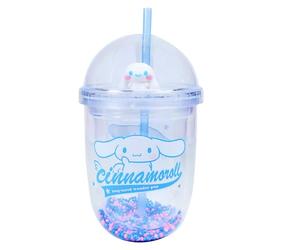Blue Sky Studios Taza de té de burbujas de Hello Kitty, botella de bebida Kawaii con pajita, bonita mercancía y regalo, Cinnamoroll