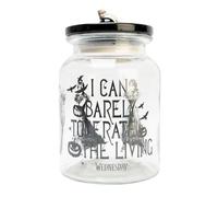 Blue Sky Studios Tarro de galletas Wednesday, recipiente de almacenamiento de alimentos, almacenar golosinas y dulces para perros, 20 x 12 cm, decoración gótica de cocina, tapa de cerámica, mercancía