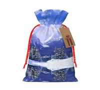 Blue Sky White Snow Mountain View - Bolsa de regalo de cáñamo, bolsas de Navidad, bolsa de regalo para fiestas de Navidad
