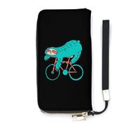 Blue Sloth Rides A Bike - Cartera delgada para mujer, bolso largo, bonito bolso de mano, tarjetero