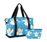 Blue Snow Angel - Bolsa de viaje de invierno con bolsa de aseo plegable para viajes de negocios, Blue Snow Angel Winter, 1 size