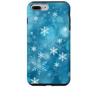 Blue Snowflake Winter Frost Cool Bokeh Seasonal Design Carcasa para iPhone 7 Plus/8 Plus