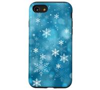 Blue Snowflake Winter Frost Cool Bokeh Seasonal Design Carcasa para iPhone SE (2020) / 7/8