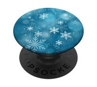 Blue Snowflake Winter Frost Cool Bokeh Seasonal Design PopSockets PopGrip Adhesivo
