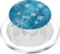 Blue Snowflake Winter Frost Cool Bokeh Seasonal Design PopSockets PopGrip para MagSafe