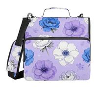 Blue Snowy Bloom - Carpeta de 3 anillos con cremallera con correa para el hombro y asa, organizador de documentos impermeable para la escuela