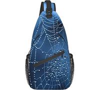 Blue Spider Web Unisex Sling Mochila Crossbody Bolsas de hombro para hombres Mujeres Mochilas ligeras Bolsa de pecho casual con correa ajustable para caminar Ciclismo Senderismo Viajes Deporte Gimnasi