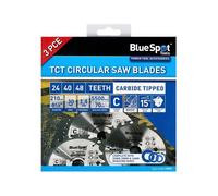 Blue Spot Tools Juego de 3 Hojas de Sierra Circular 210mm con Dientes de Carbu